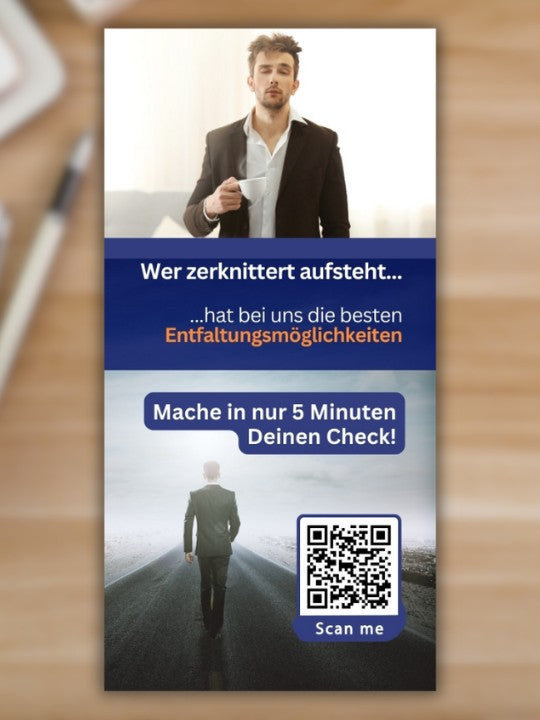 "Zerknittert" - Recruiting-Flyer mit Deinem QR-Code | 250 Stk.