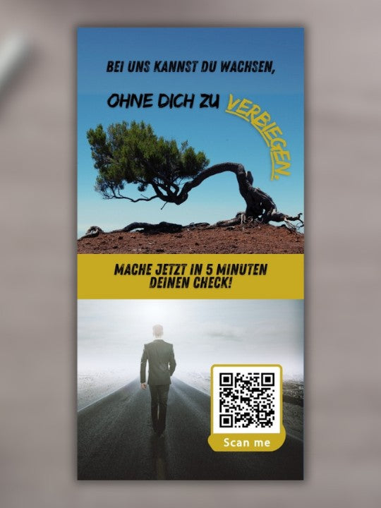 "Wachsen ohne verbiegen" - Recruiting-Flyer mit Deinem QR-Code | 250 Stk.