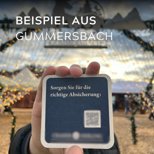 Weihnachtsmarkt-Bierdeckel mit Deinem QR-Code | 1.000+ Stk.