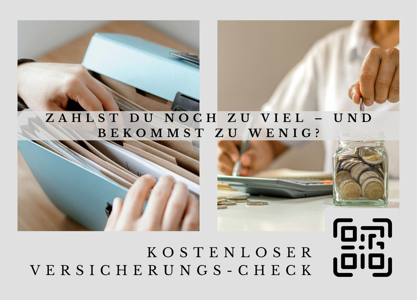 Der Versicherungscheck - Postkarten mit Deinem QR-Code & Deiner Adresse