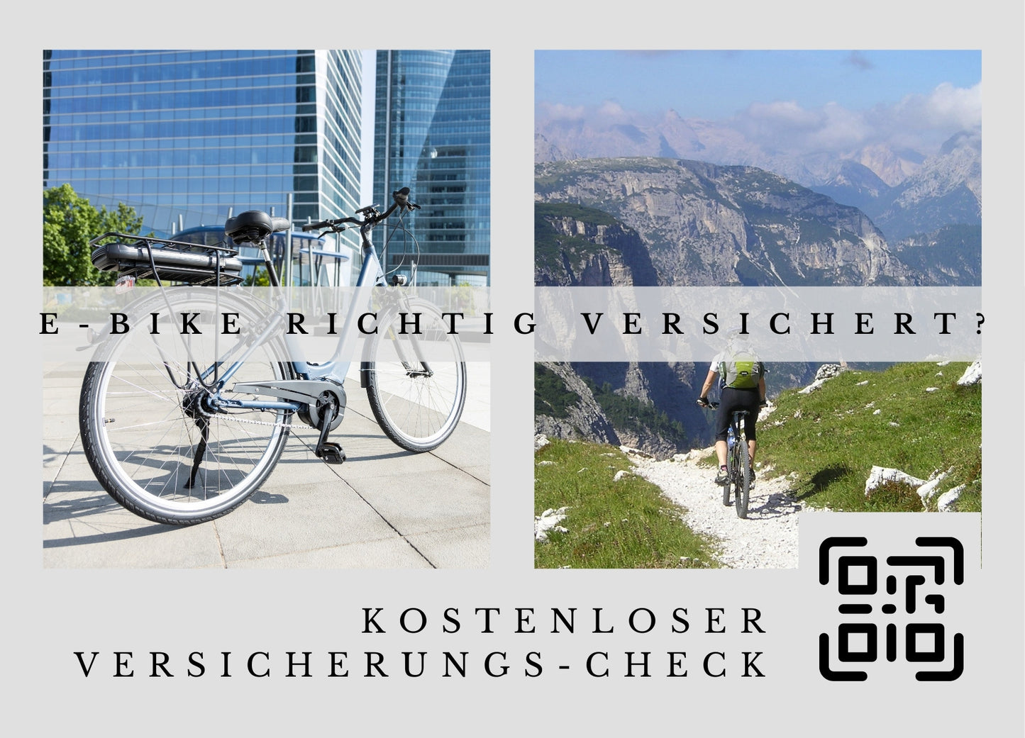 E-Bike Versicherungs-Check - Postkarten mit Deinem QR-Code & Deiner Adresse