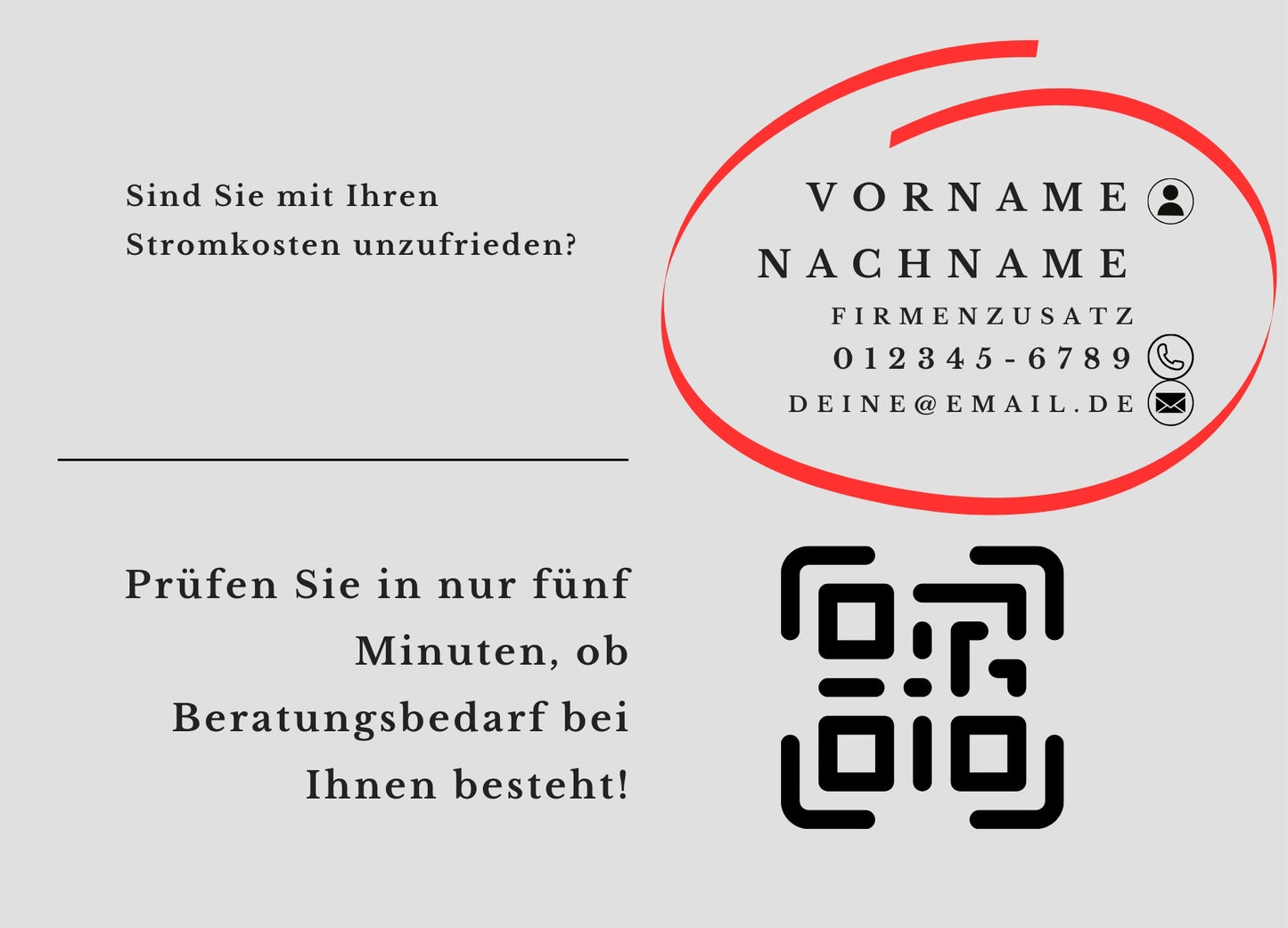 Energiespar-Check - Postkarten mit Deinem QR-Code & Deiner Adresse