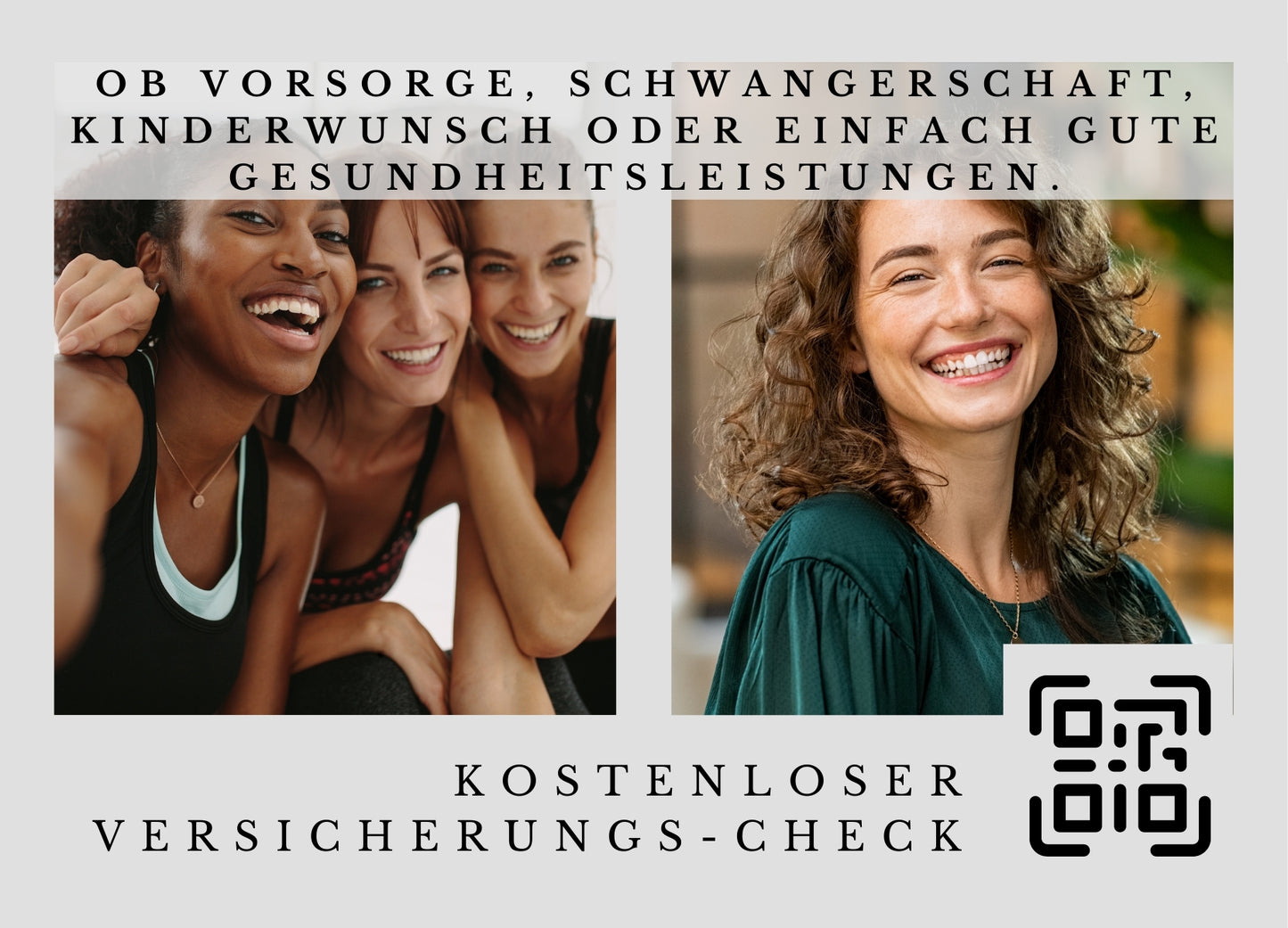 Klar für Sie - Krankenkassencheck für Frauen - Postkarten mit Deinem QR-Code & Deiner Adresse