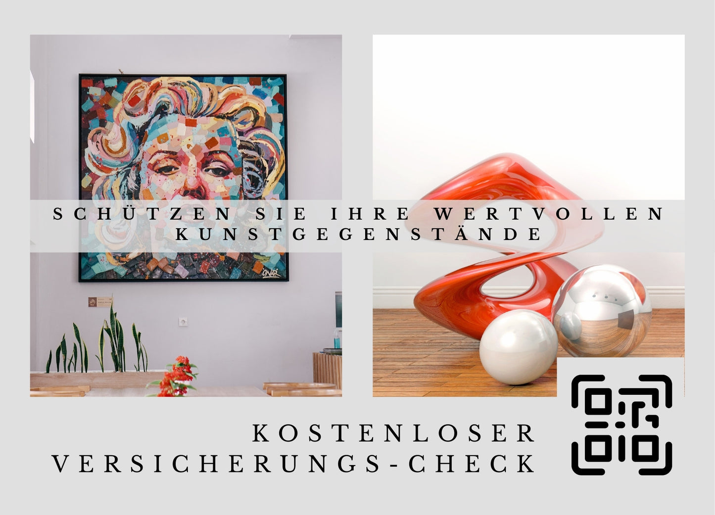 Kunst Versicherungs-Check- Postkarten mit Deinem QR-Code & Deiner Adresse