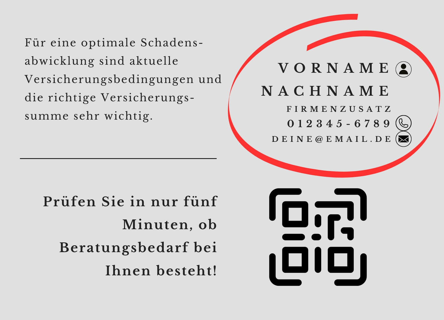 Gebäudeversicherung Status-Check - Postkarten mit Deinem QR-Code & Deiner Adresse