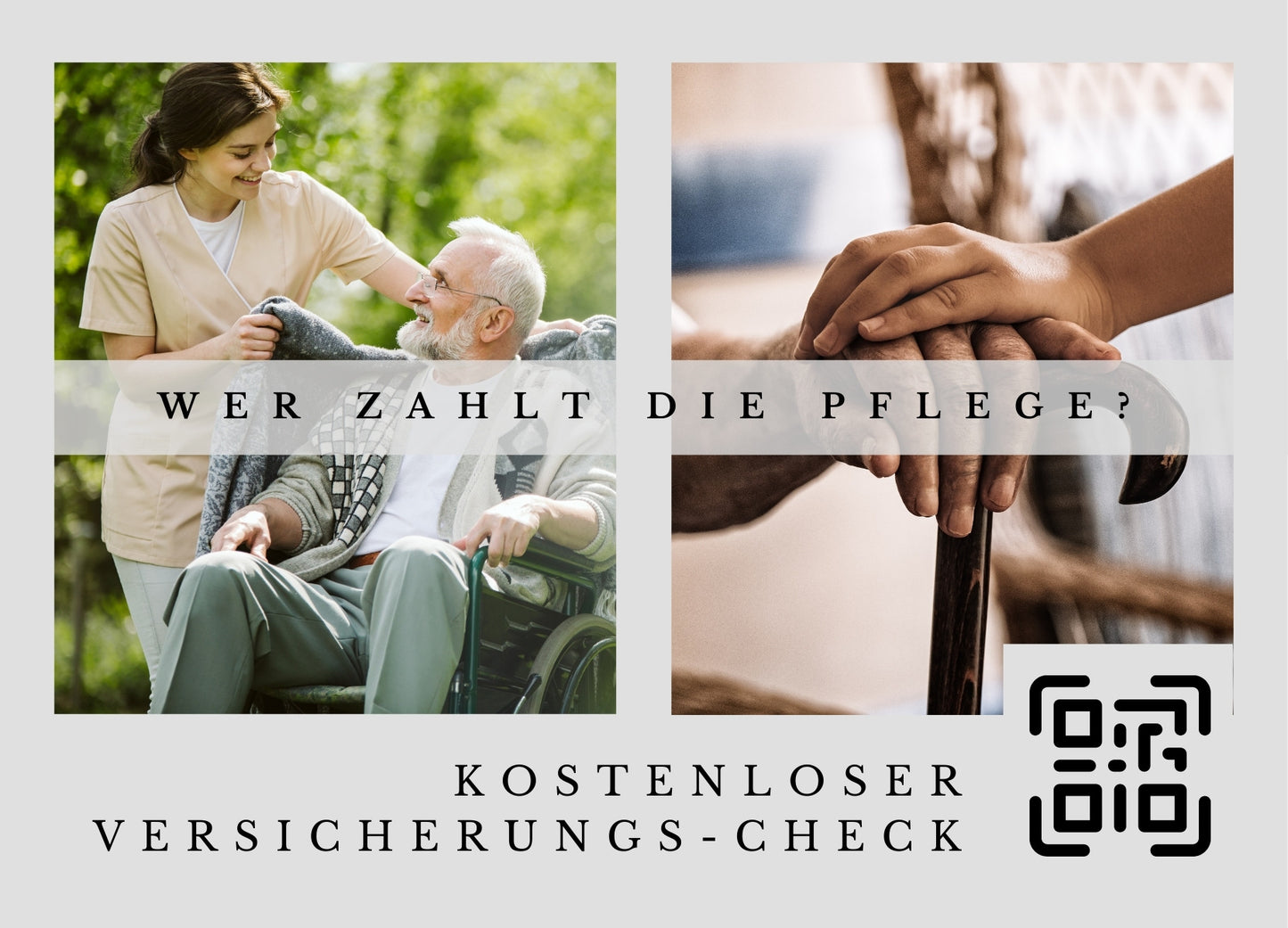 Pflegerisiko-Check - Postkarten mit Deinem QR-Code & Deiner Adresse