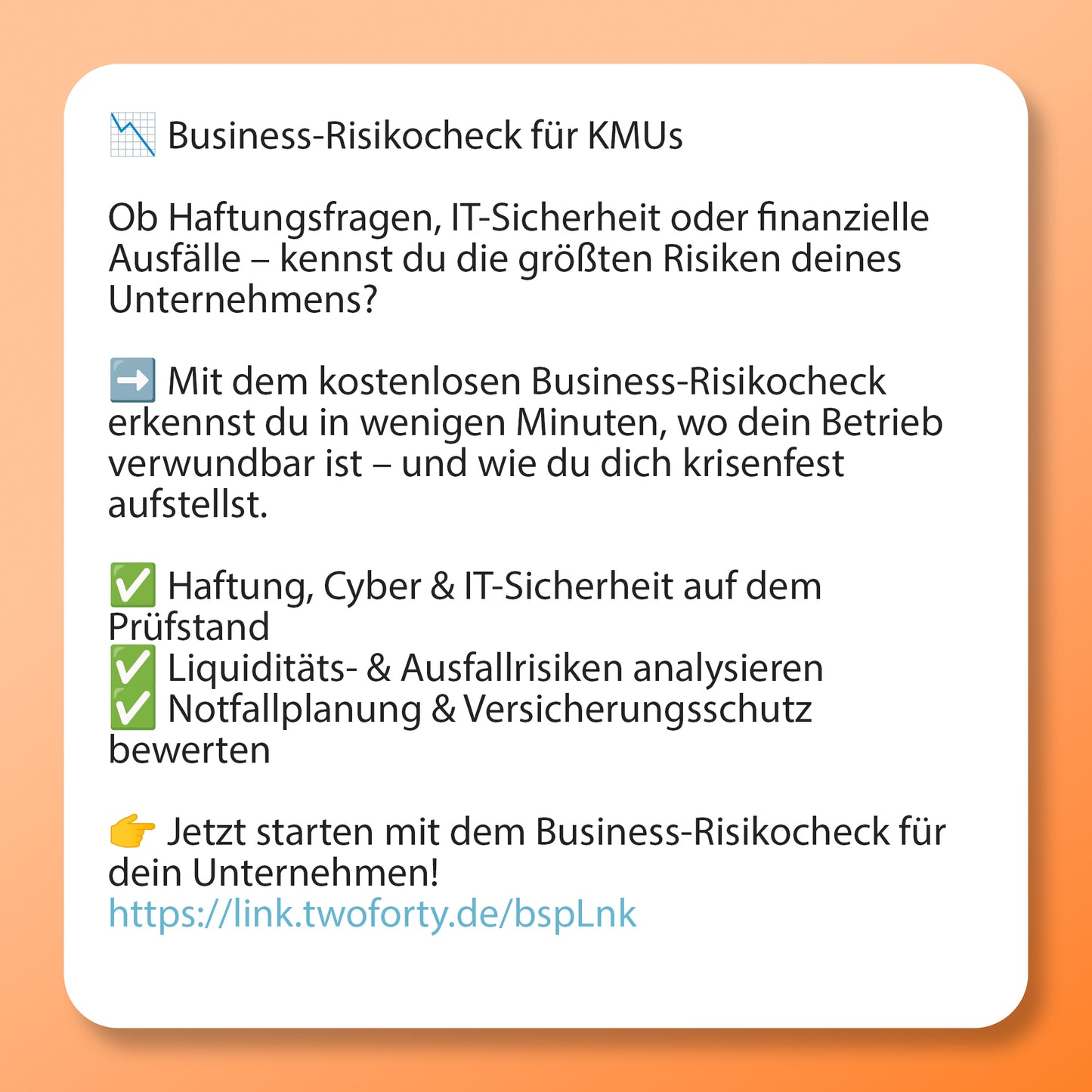 Business-Risiko-Check für KMU´s - Postvorlage für Social Media