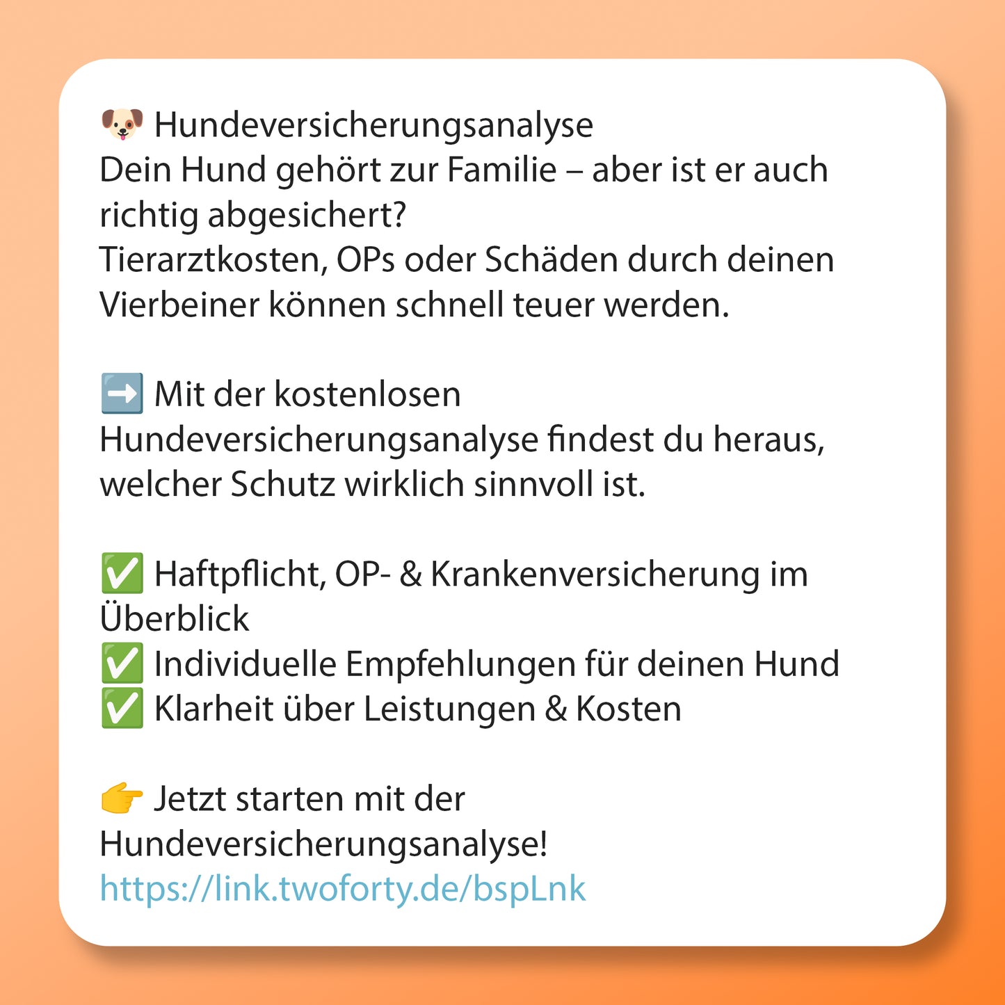 Hunde Versicherungs-Check - Postvorlage für Social Media
