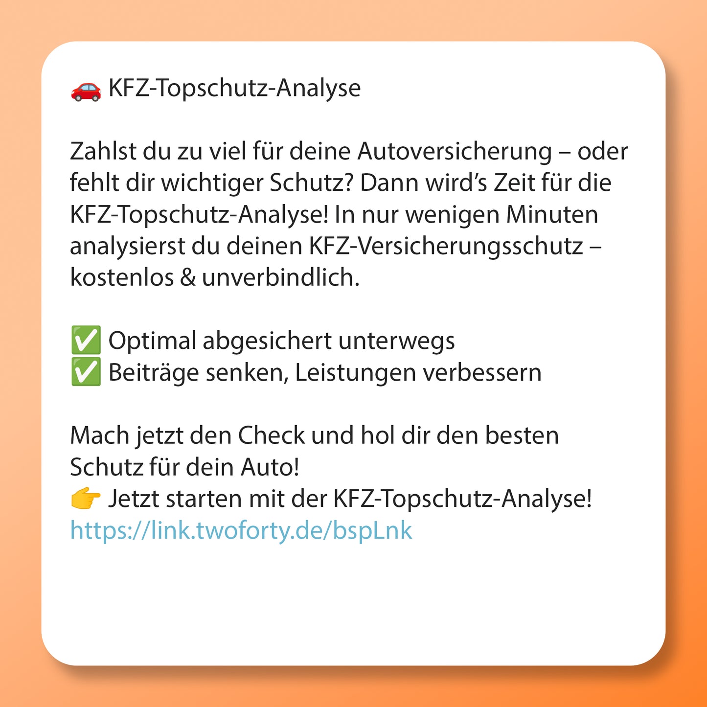 KFZ-Topschutz-Analyse Postvorlage für Social Media