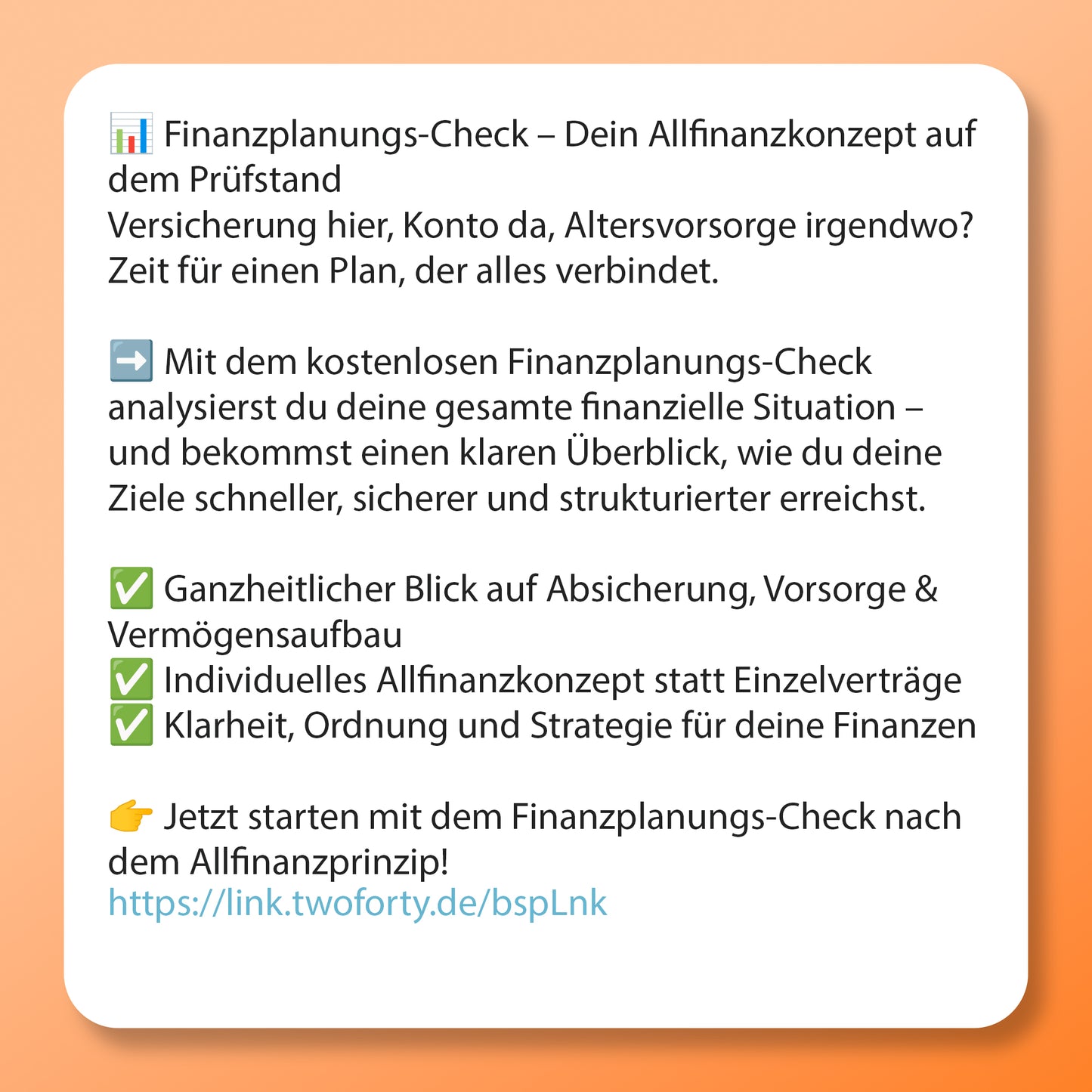 Finanzplanung - Der Check, Postvorlage für Social Media