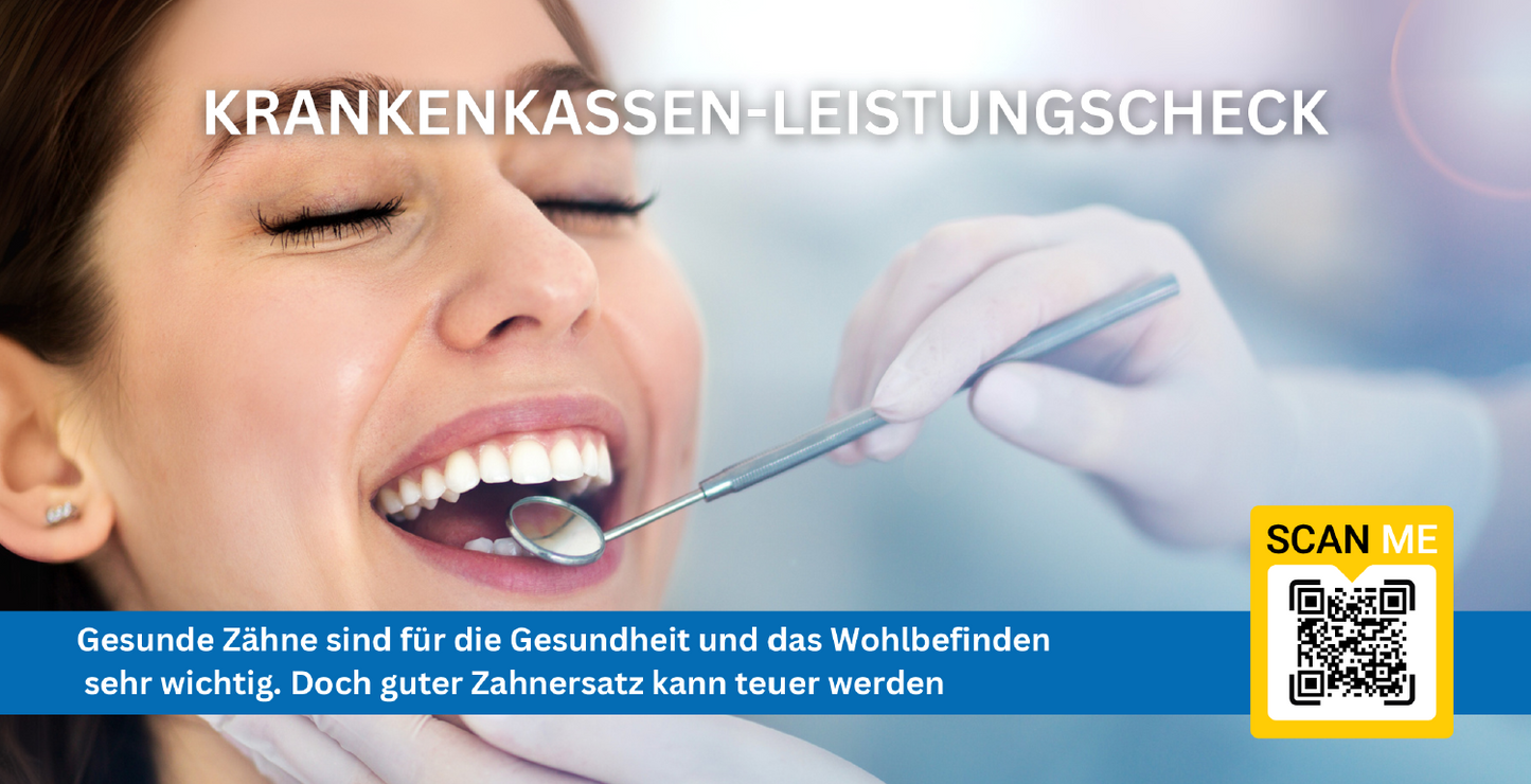 Zahngesundheit - Krankenkassen-Leistungscheck Flyer mit Deinem QR-Code | 250 Stk.