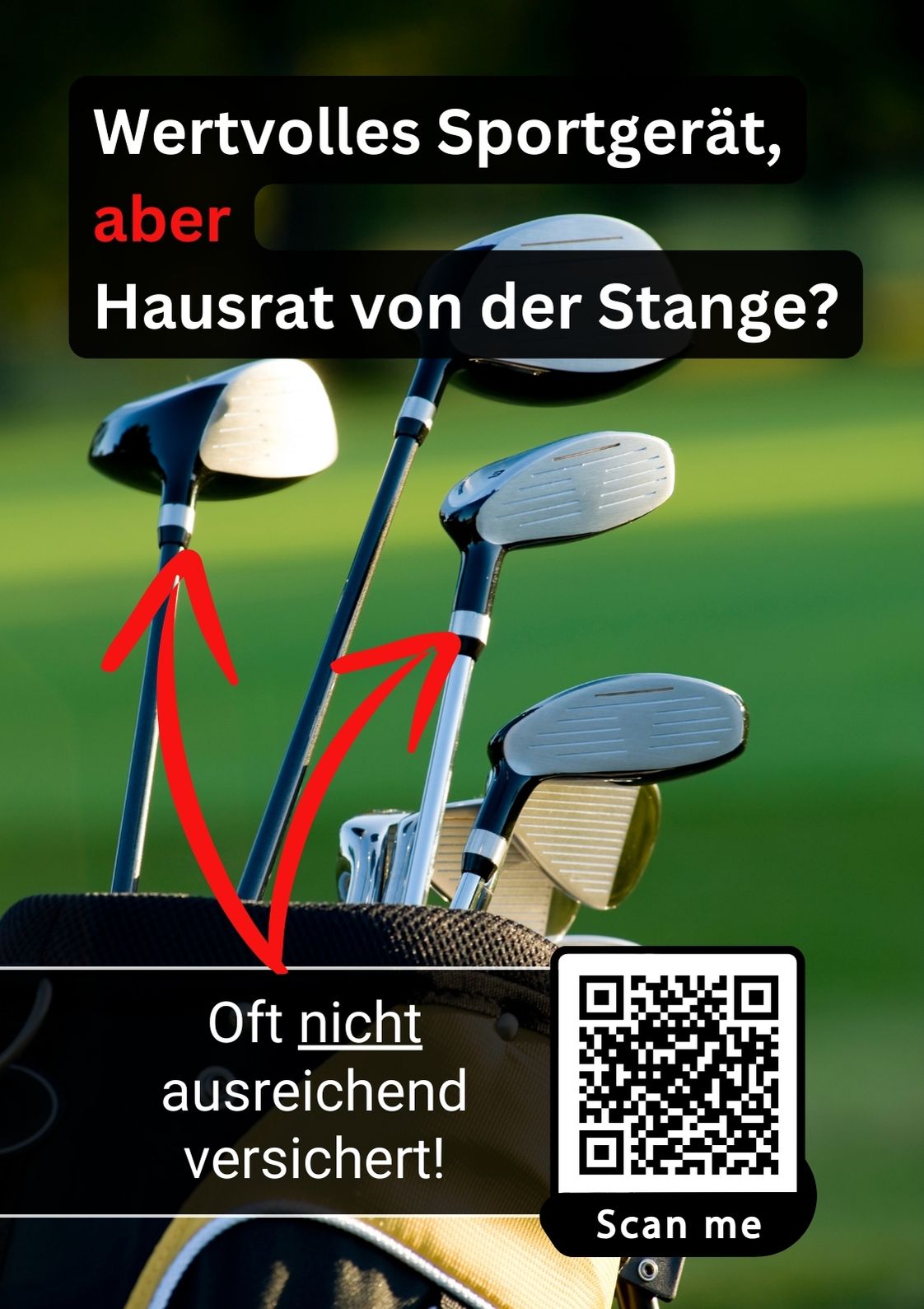 Golf: Sportgeräte Versicherungs-Check - Poster Din A1 für Kundenstopper oder Schaufenster 3 Stk.
