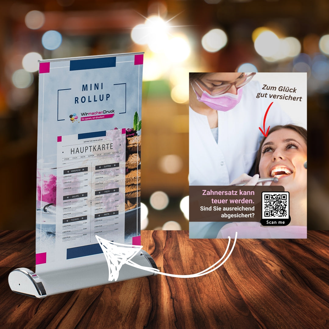 Zahnkosten-Check - Mini Rollup mit Deinem QR-Code - 1 Stk.