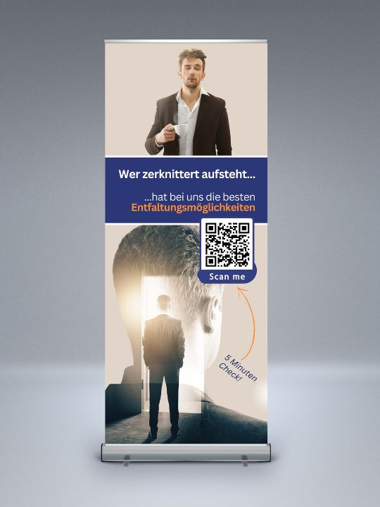 "Zerknittert" - Recruiting-Rollup mit Deinem QR-Code | 1 Stk.