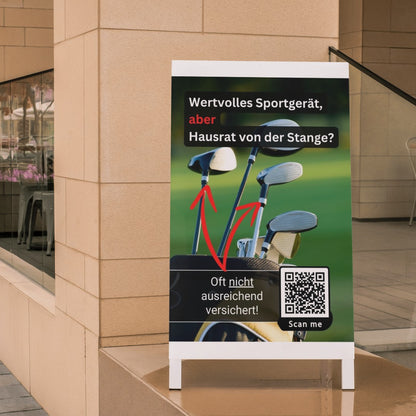 Golf: Sportgeräte Versicherungs-Check - Poster Din A1 für Kundenstopper oder Schaufenster 3 Stk.