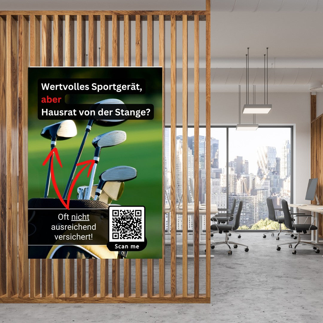 Golf: Sportgeräte Versicherungs-Check - Poster Din A1 für Kundenstopper oder Schaufenster 3 Stk.