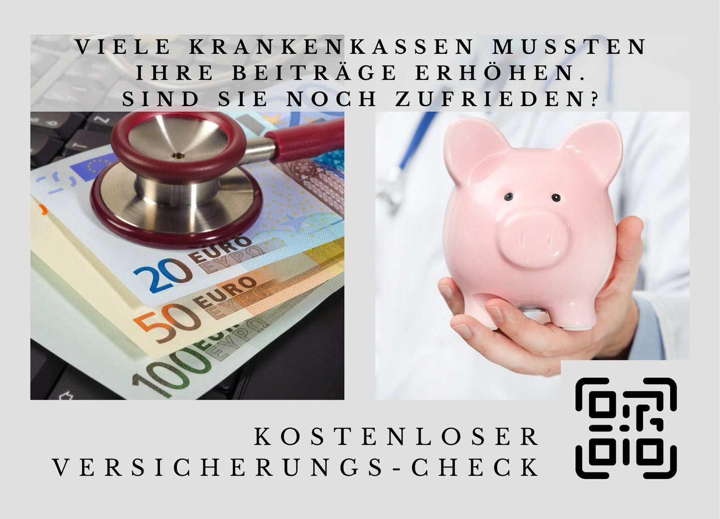 Krankenkassen Kosten-Check - Postkarten mit Deinem QR-Code & Deiner Adresse