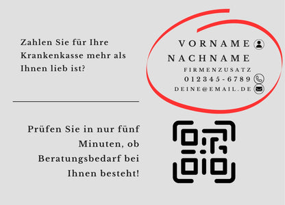 Krankenkassen Kosten-Check - Postkarten mit Deinem QR-Code & Deiner Adresse