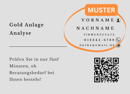 Kapitalanlage in Gold - Der Check - Postkarten mit Deinem QR-Code