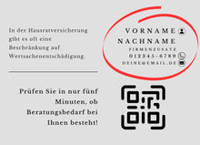 Lade das Bild in den Galerie-Viewer, Wertsachenversicherung-Postkarte mit Deinem QR-Code &amp; Deiner Adresse | 250 Stk.
