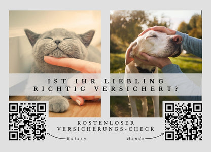 Tier Versicherungs-Check - Postkarten mit Deinem QR-Code & Deiner Adresse