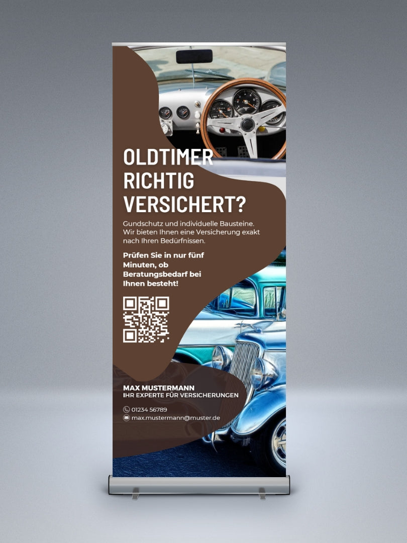 Oldtimerversicherung - Rollup | für Oldtimer-Treffs, Werkstätten etc. | 1 Stk.