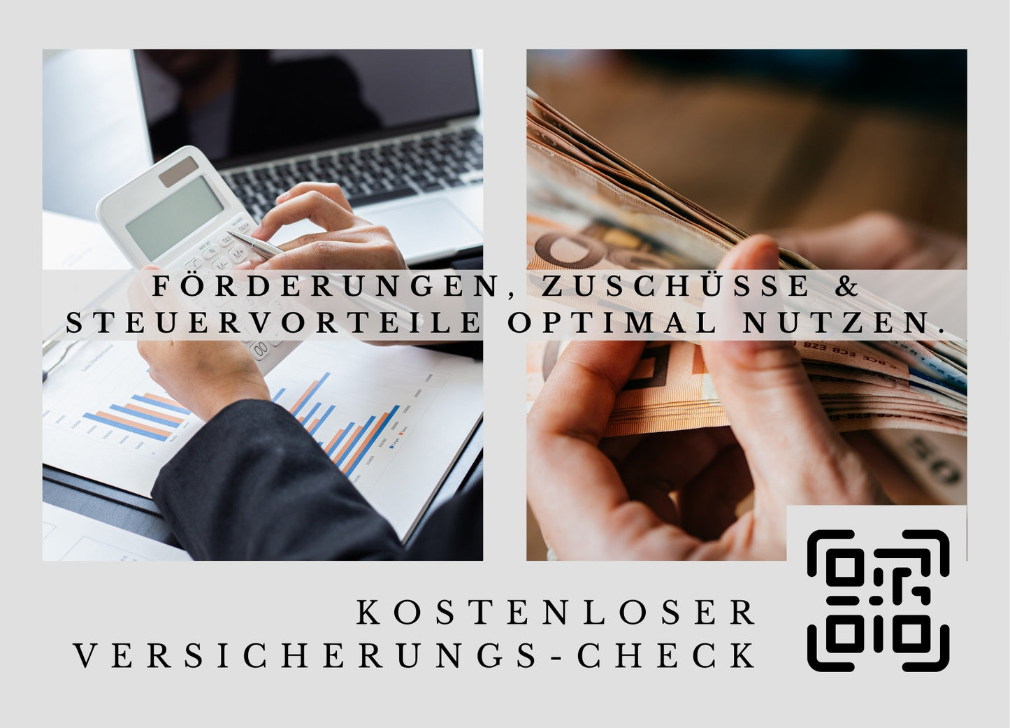 Optimierung-, Förderung- & Zuschuss-Analyse - Postkarten mit Deinem QR-Code & Deiner Adresse