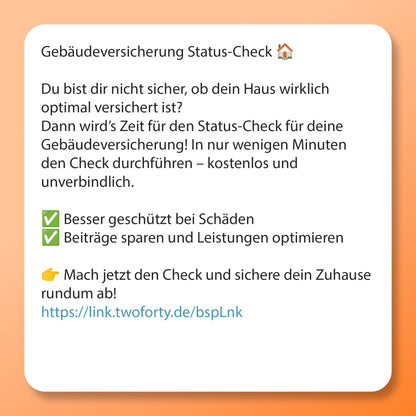Gebäudeversicherung Status-Check - Postvorlage für Social Media