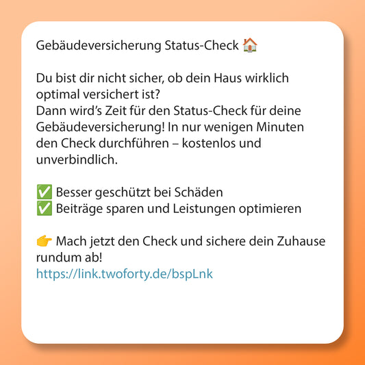 Gebäudeversicherung Status-Check - Postvorlage für Social Media