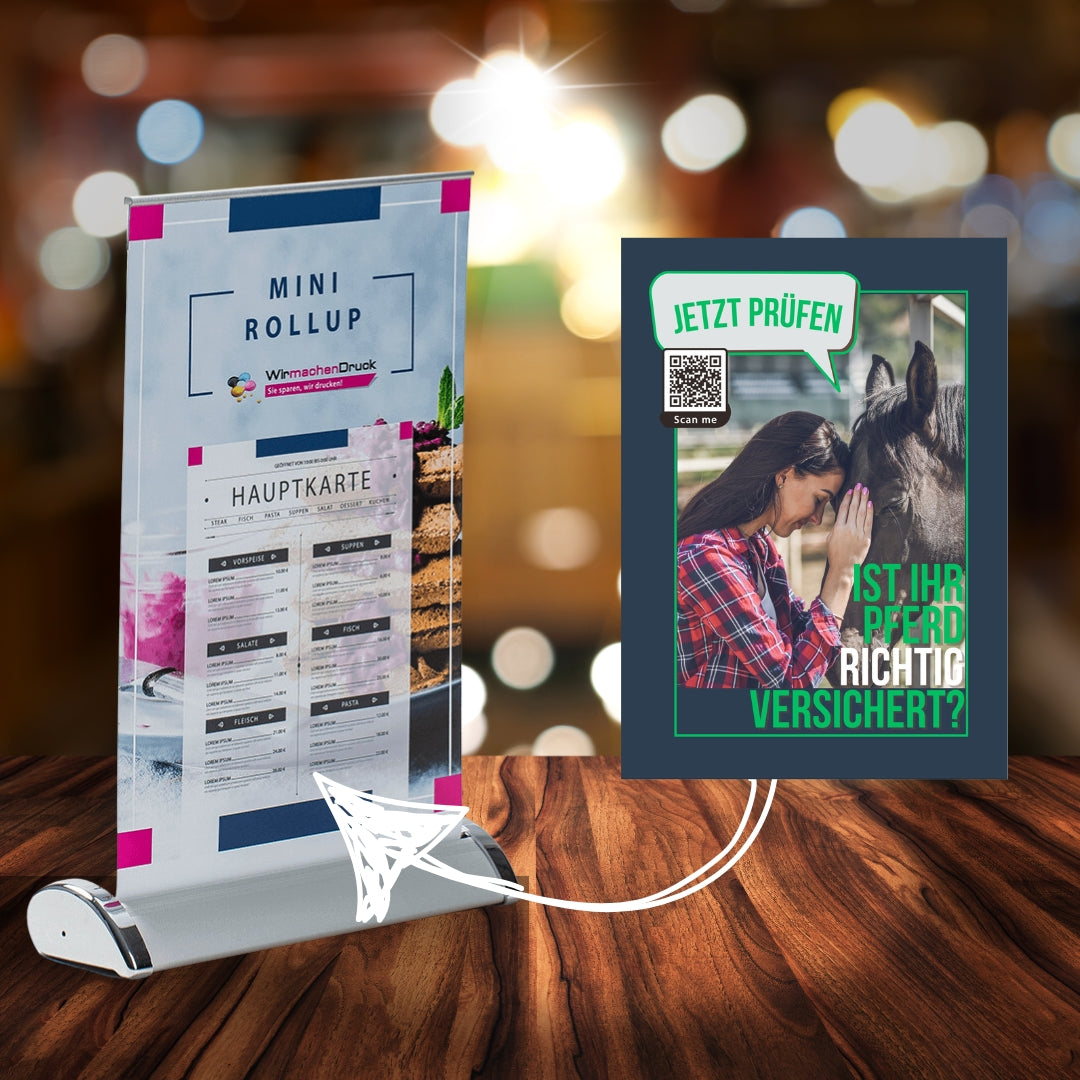 Pferde Versicherungs-Check - Mini Rollup mit Deinem QR-Code - 1 Stk.