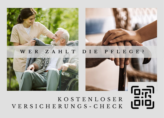 Pflegerisiko-Check - Postkarten mit Deinem QR-Code & Deiner Adresse