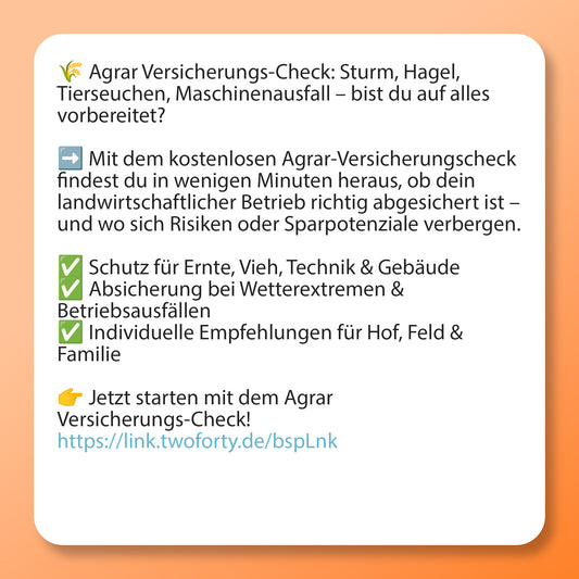 Agrar Versicherungs-Check - Postvorlage für Social Media