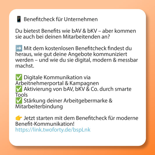 Benefit-Check Kommunikation, Postvorlage für Social Media