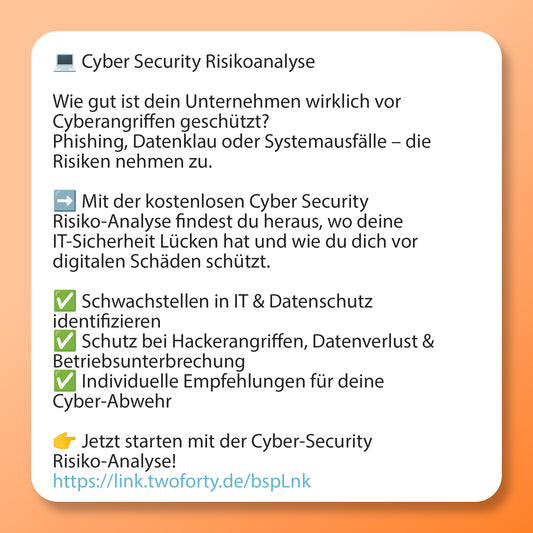 Cyber-Security Risikoanalyse  - Postvorlage für Social Media