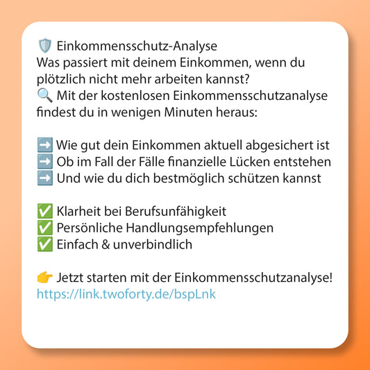 Einkommensschutz-Analyse - Postvorlage für Social Media
