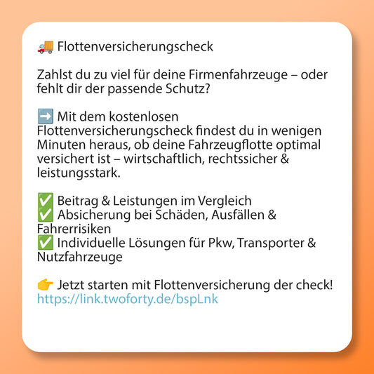 Flottenversicherung, Der Check -  Postvorlage für Social Media