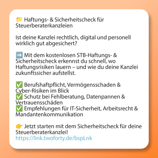 Haftungs- und Sicherheitscheck - Postvorlage für Social Media