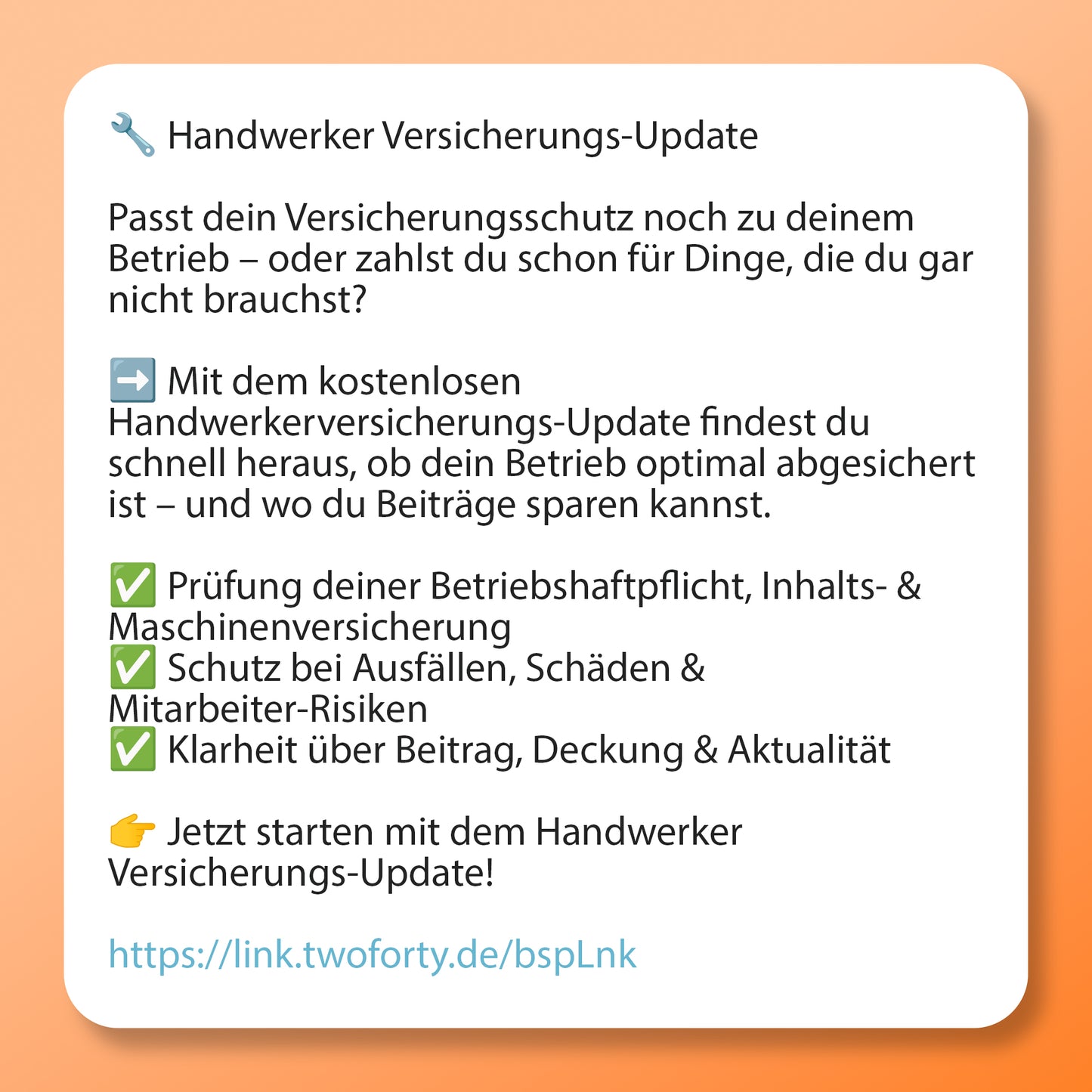 Handwerker Versicherungs-Update - Postvorlage für Social Media