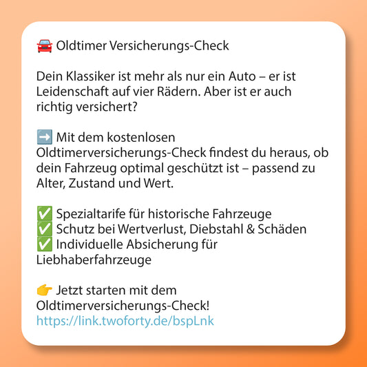 Oldtimer Versicherungs-Check - Postvorlage für Social Media