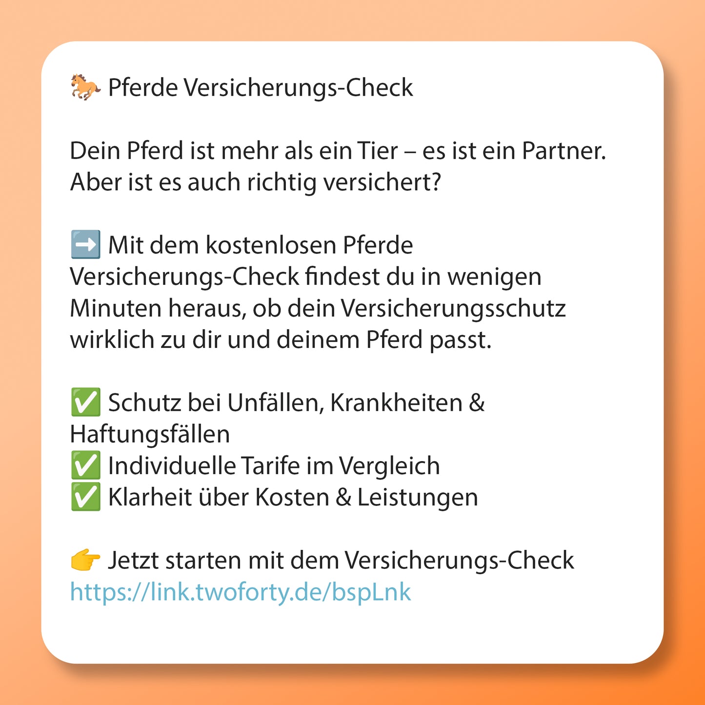 Pferde Versicherungs-Check - Postvorlage für Social Media