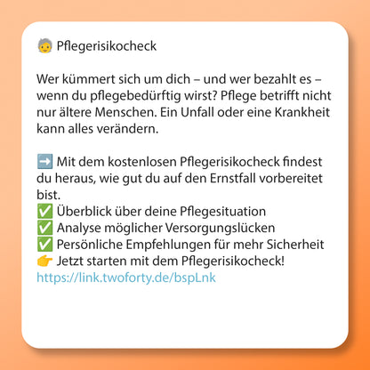 Pflegerisiko-Check Postvorlage für Social Media