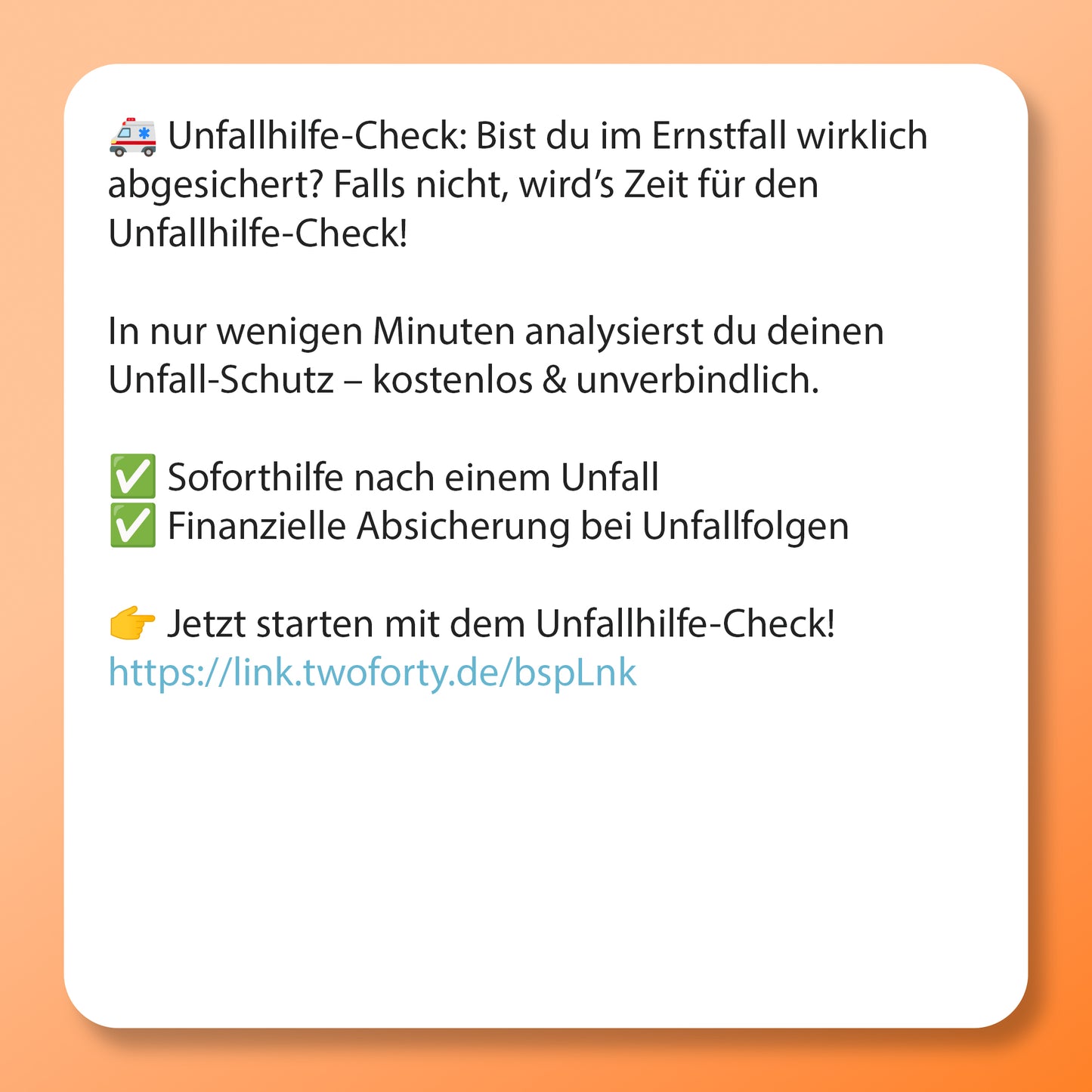 Unfall-Hilfe-Check Postvorlage für Social Media
