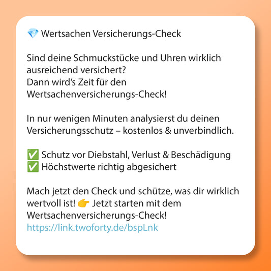 Wertsachen Versicherungs-Check - Postvorlage für Social Media