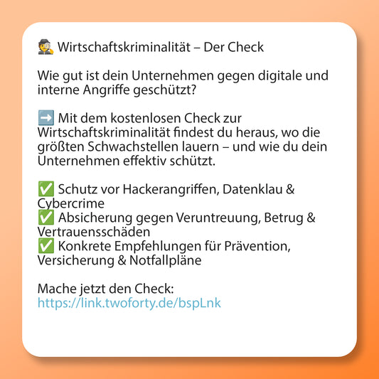Wirtschaftskriminalität - Der Check, Postvorlage für Social Media