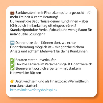 Bankberater vs Finanzcoach, Postvorlage für Social Media