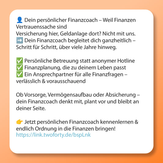 Persönlicher Finanzcoach, Postvorlage für Social Media