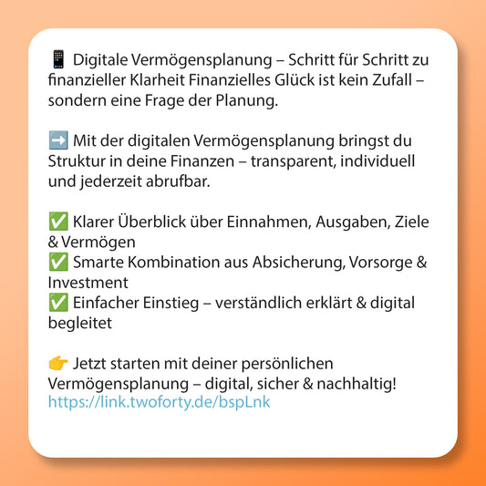 Vermögensplanung Digital, Postvorlage für Social Media