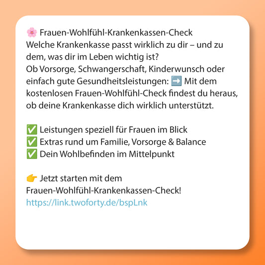 Klar für Sie - Krankenkassencheck für Frauen, Postvorlage für Social Media