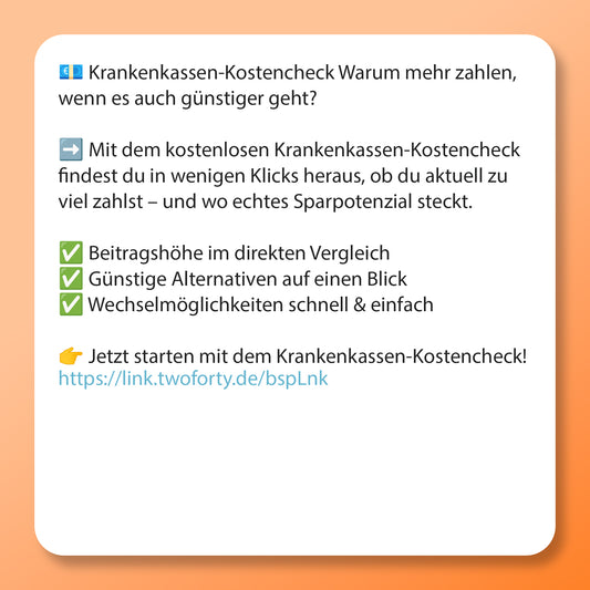 Krankenkassen Kosten-Check Postvorlage für Social Media