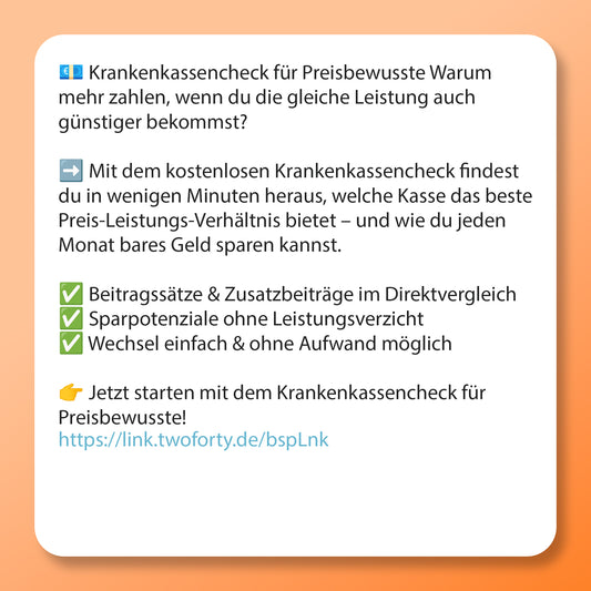 Krankenkassen Check (BKK Linde) - Postvorlage für Social Media